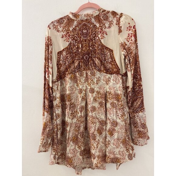 Free People Dresses & Skirts - Free People Women's Ivory orange Lady Luck Tunic Dress Size Small Bohemian